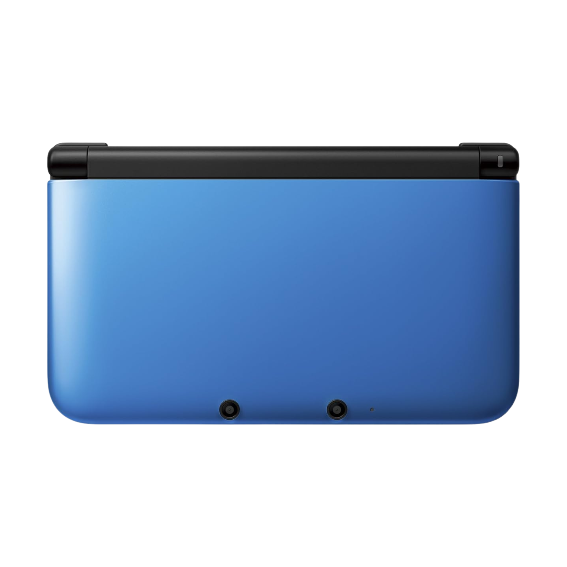 Nintendo 3DS XL handheld console in blue shown open with dual screens. Features glasses-free 3D display, large screens, ergonomic design, and includes USB to 3DS charger. Perfect for portable and immersive gaming.