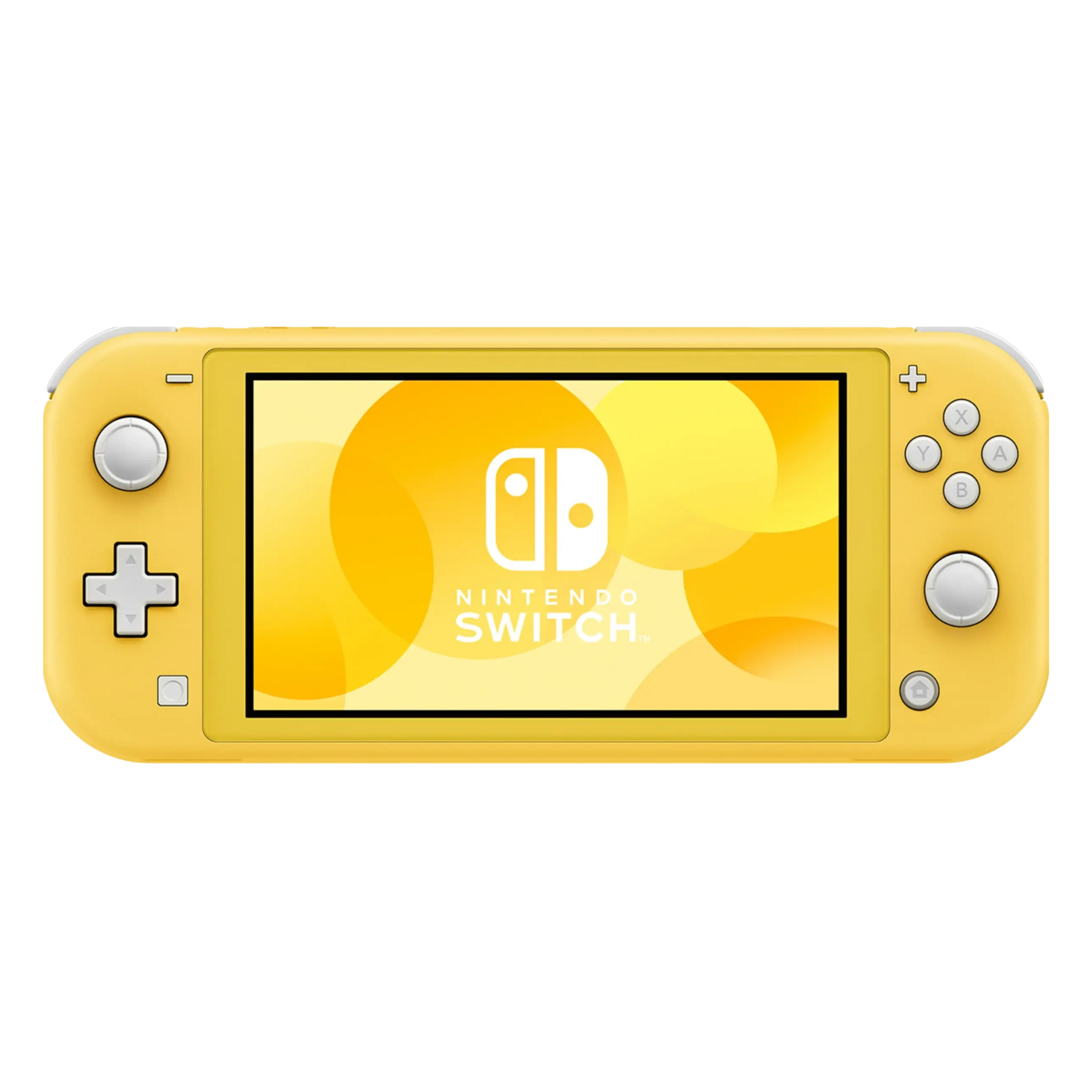 Nintendo Switch Lite handheld console in Yellow shown front view. Features compact design, built-in controls, lightweight and durable build, used condition, and includes USB-C charger. Ideal for portable gaming on the go.