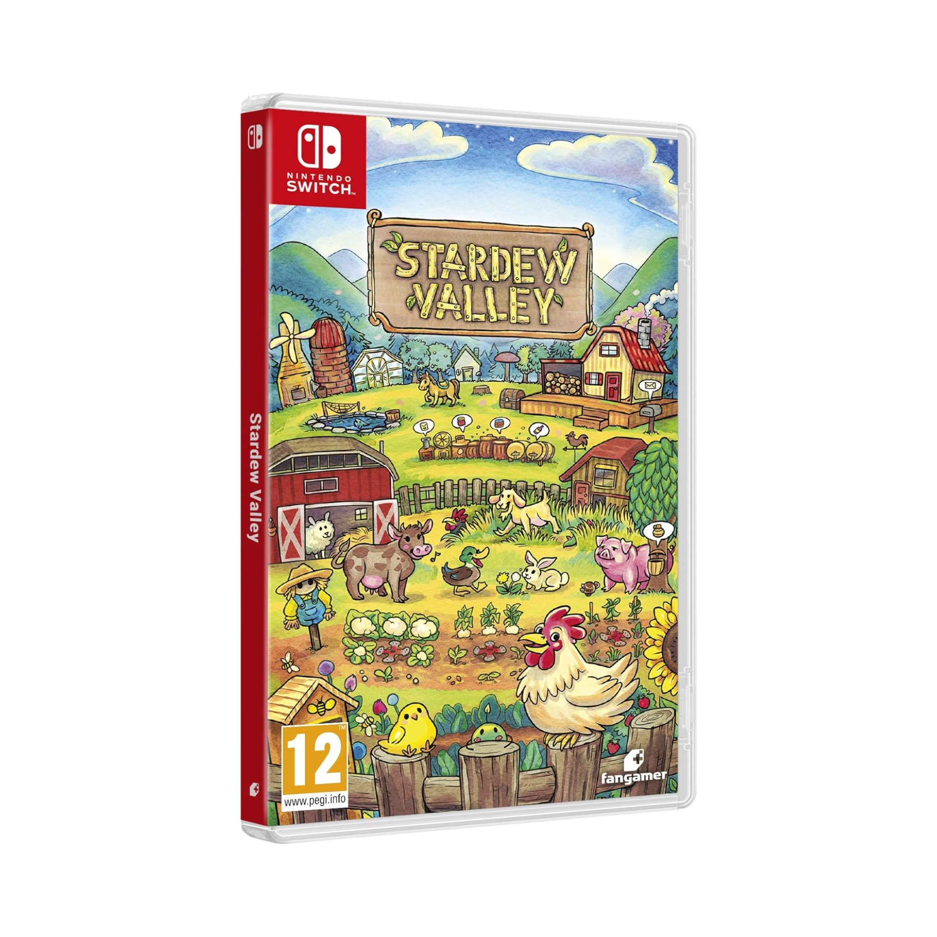 Cover art of Stardew Valley featuring a cozy countryside farm with crops, animals, and a farmhouse set against a bright valley landscape.