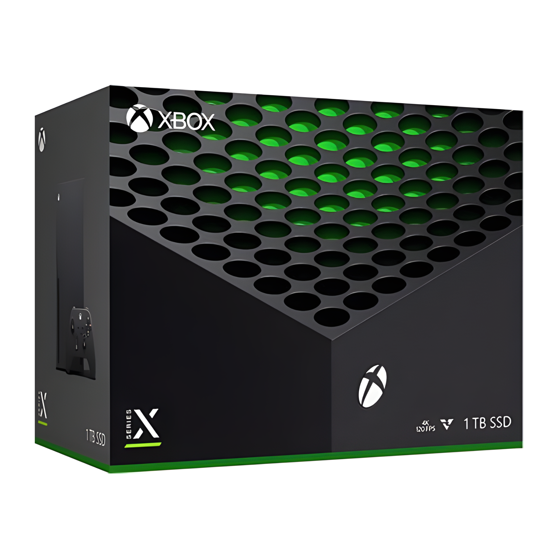 Microsoft Xbox Series X 1TB Carbon Black boxed console with controller. True 4K gaming, 120FPS, 1TB SSD, HDR, and whisper-quiet cooling system. Fully boxed and ready for premium performance.