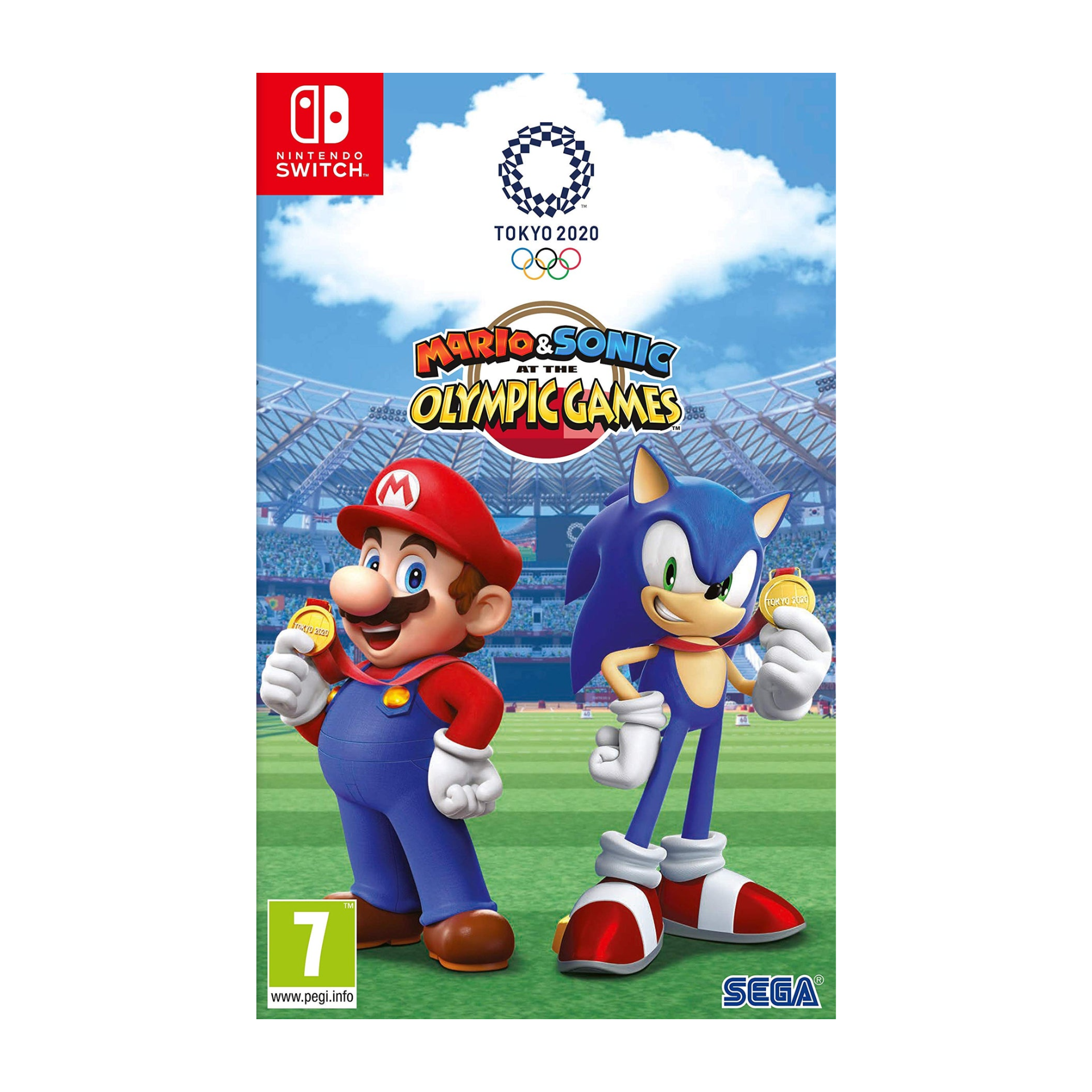 Mario & Sonic at the Olympic Games Nintendo Switch game cover shown. Sports game featuring Mario and Sonic characters competing in Olympic events with precise controls and multiplayer modes. Fast-paced and engaging gameplay for all players.