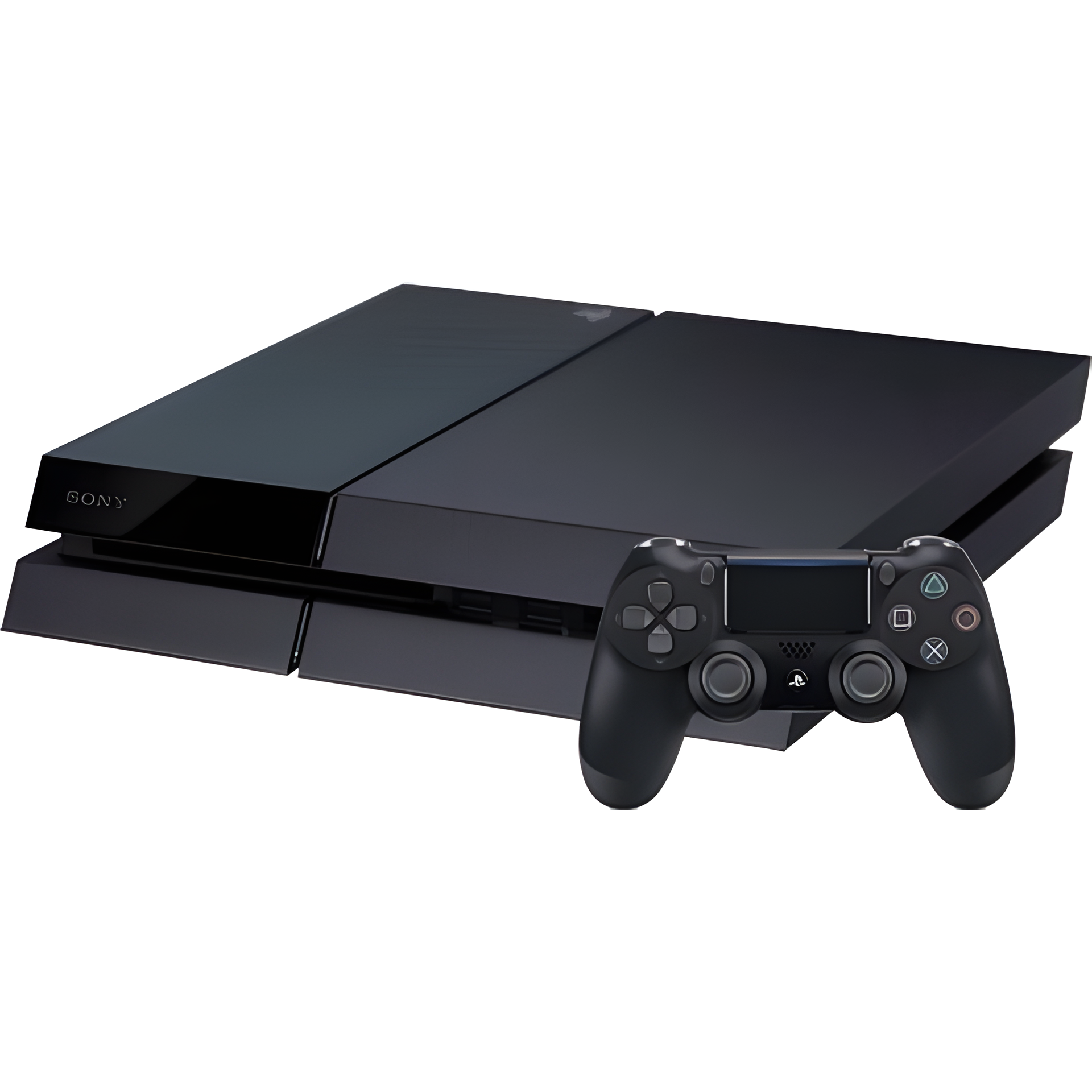 Sony PlayStation 4 1TB black unboxed console with DUALSHOCK 4 controller, HDMI and power cables. Sleek matte design, large storage, fully tested and in great condition.