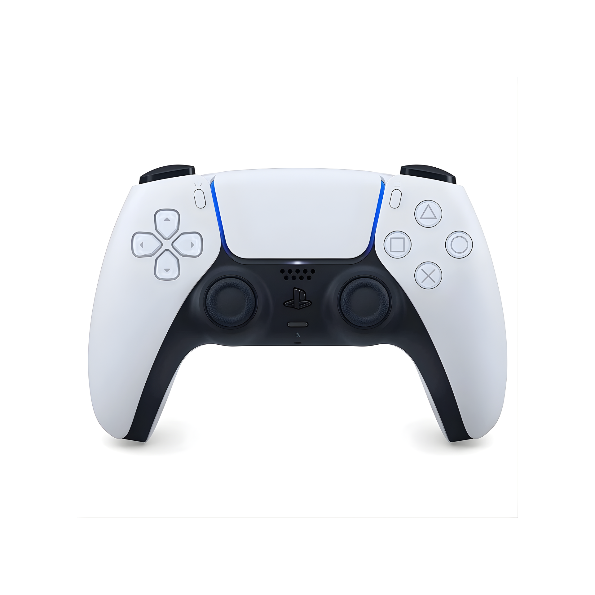 Official Sony PlayStation 5 DualShock Controller in white with ergonomic design, wireless connectivity, and advanced haptic feedback for an immersive PS5 gaming experience.