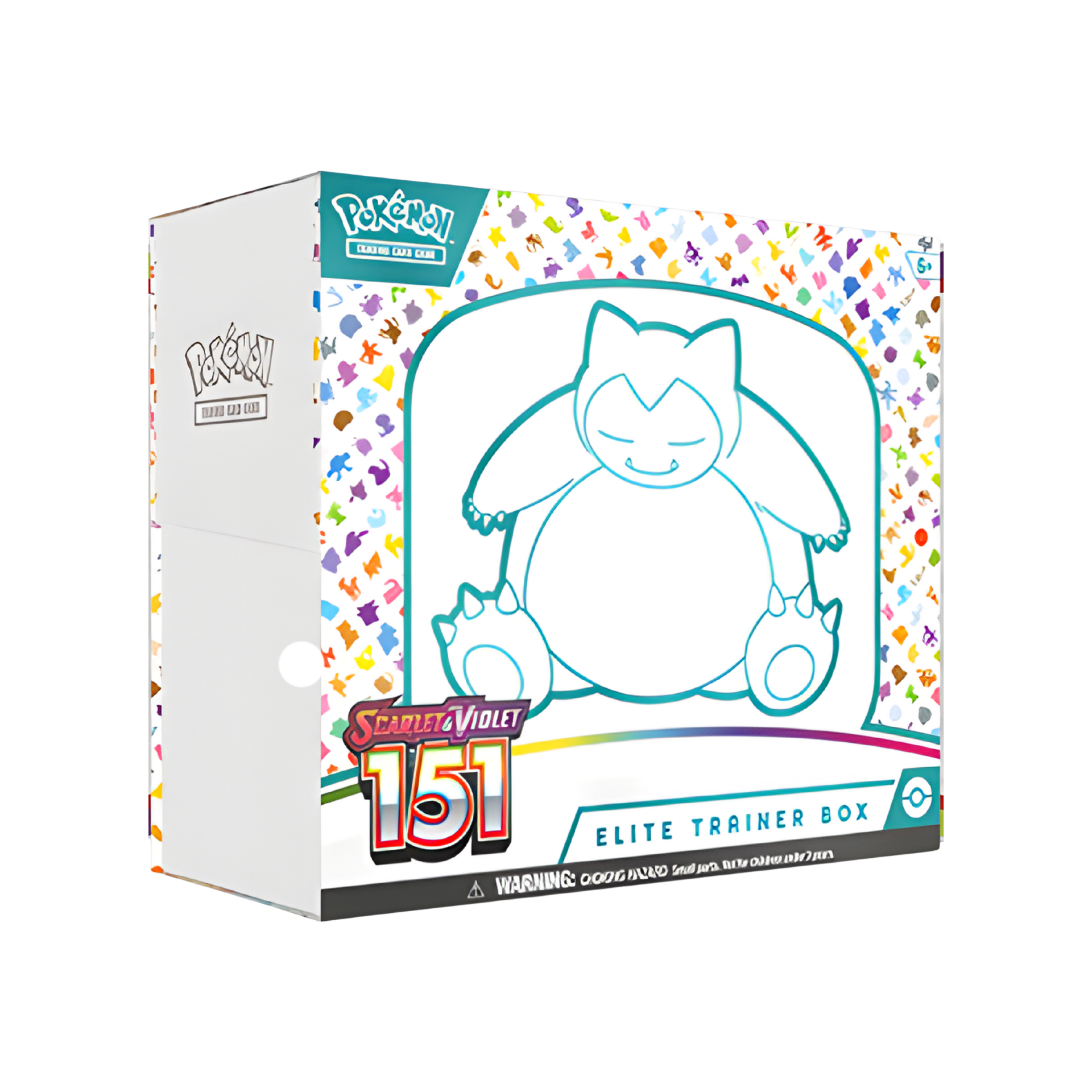 Pokémon 151 Elite Trainer Box with booster packs, Snorlax promo card, card sleeves, dice, and accessories. Features Venusaur, Charizard, and Blastoise from the Scarlet & Violet—151 series, designed for collectors and competitive players.