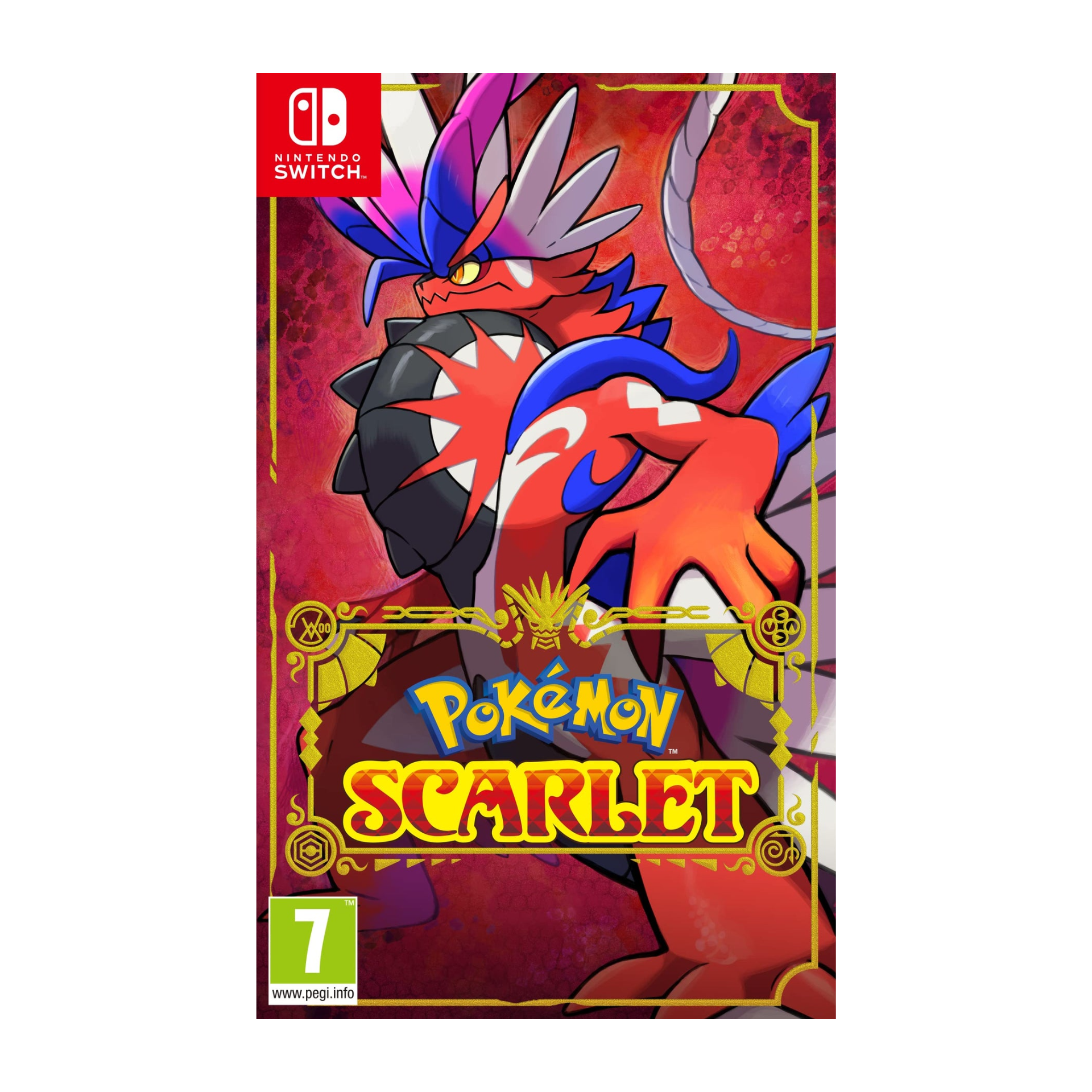 Pokemon Scarlet Nintendo Switch game cover shown. Open-world Pokémon RPG featuring exploration, strategic battles, legendary Pokémon, and vibrant southern Europe–inspired landscapes. Designed for experienced trainers seeking depth and innovation.