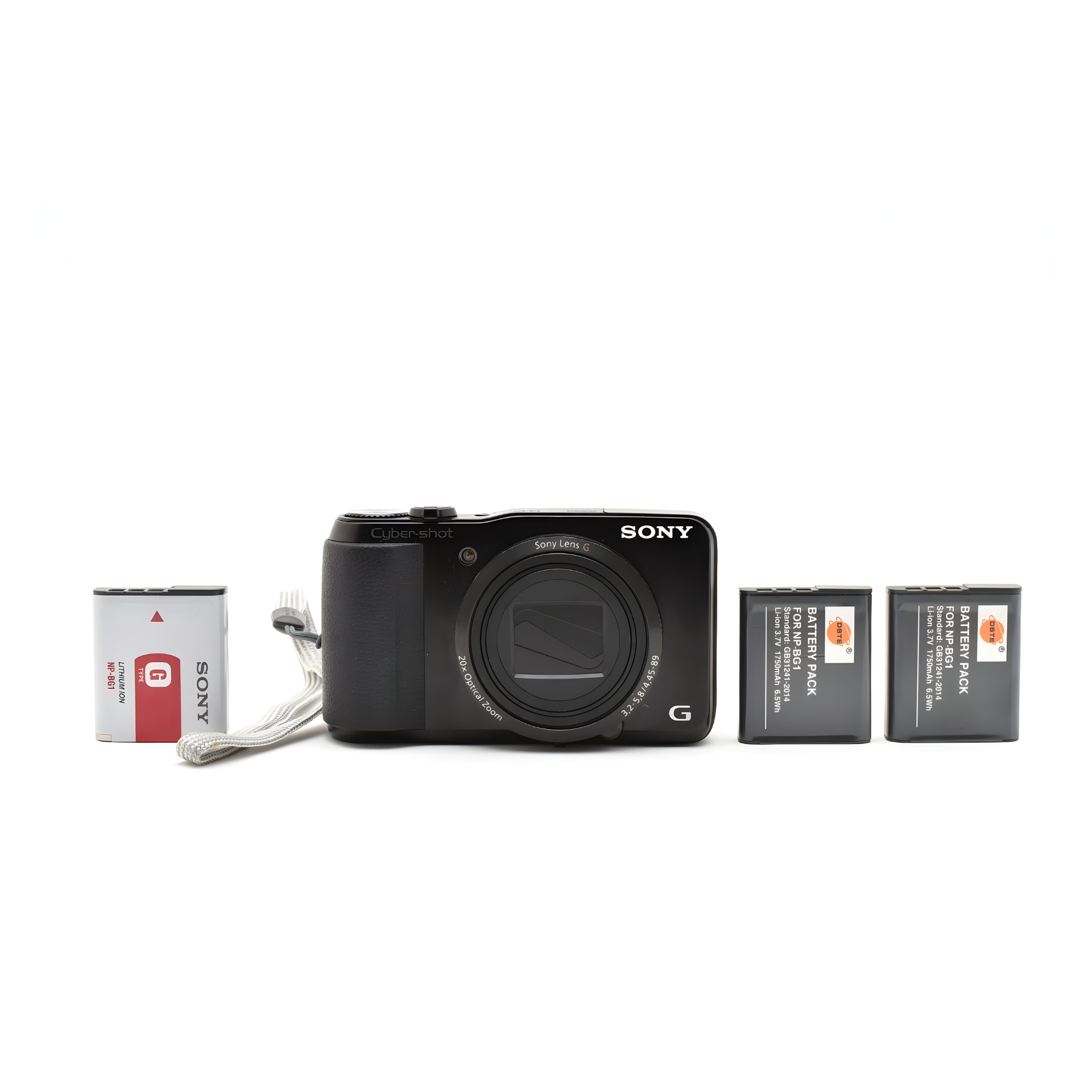 Sony Cybershot DSC-HX20C Black digital camera with 18.2MP sensor, 20x optical zoom lens, and Full HD recording feature.