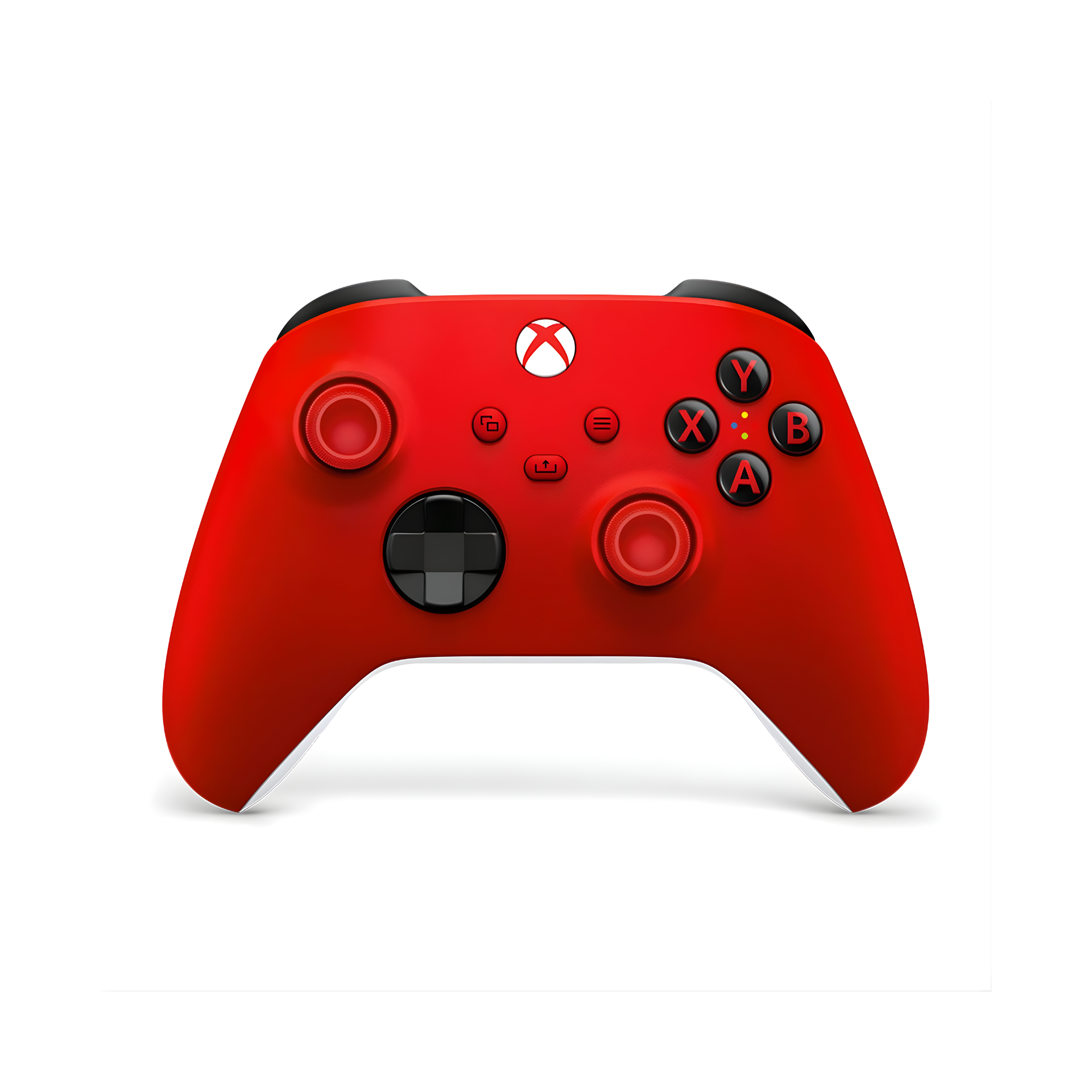 Xbox Series S|X Wireless Controller in red with ergonomic design, hybrid D-pad, textured grips, and wireless Bluetooth connectivity for Xbox, PC, and mobile gaming.